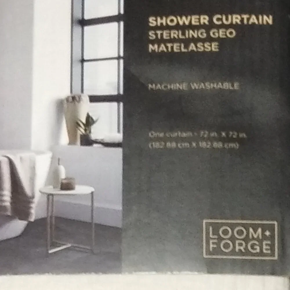 Brand NIP/Loom & Forge Sterling GEO MATELASSE Shower Curtain 72